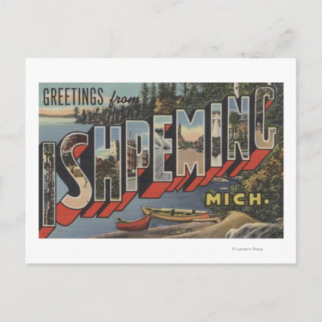 Ishpeming, Michigan - Large Letter Scenes Postcard (Front)