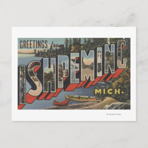 Ishpeming, Michigan - Large Letter Scenes Postcard