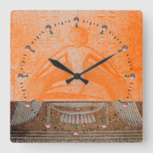 ISIS, Antique Brown Orange Sepia Square Wall Clock