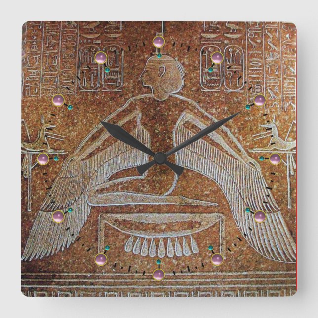 ISIS, Antique Brown Sepia Square Wall Clock (Front)