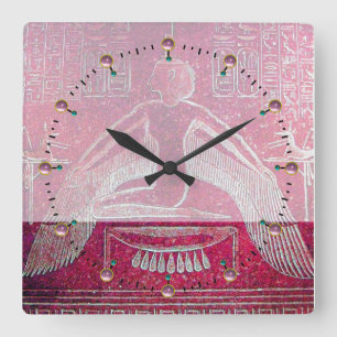 ISIS, Antique Red Pink Square Wall Clock