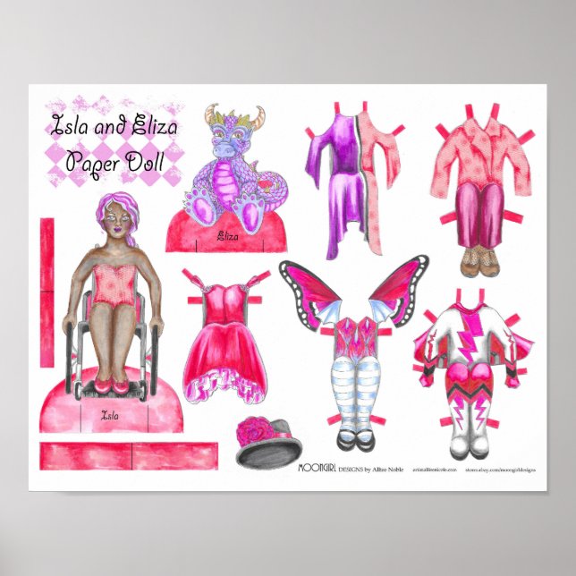 Isla and Eliza Paper Doll Set - Play or Display Poster (Front)