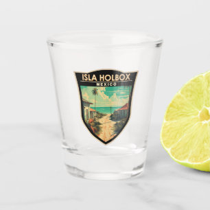 Isla Holbox Mexico Travel Art Vintage Shot Glass