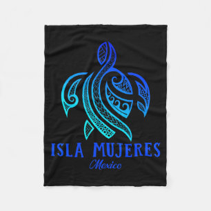 Isla Mujeres Mexico Sea Turtle Tie Dye Hibiscus Va Fleece Blanket