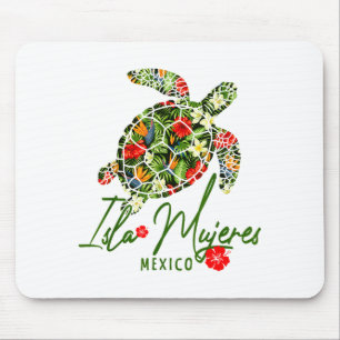 Isla Mujeres Mexico Sea Turtle Tropical Hibiscus V Mouse Pad