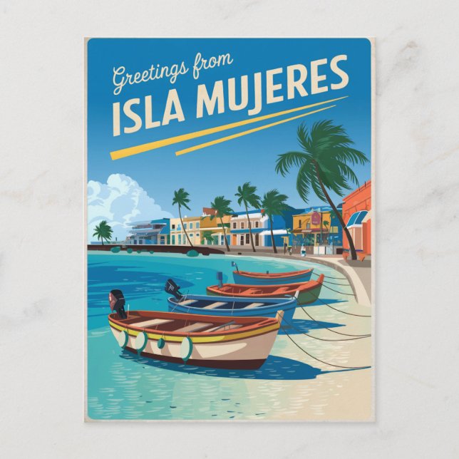 Isla Mujeres Mexico vintage Postcard (Front)