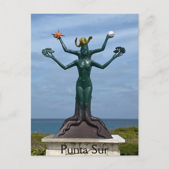 Isla Mujeres Postcard of Mayan Vishnu (Front)