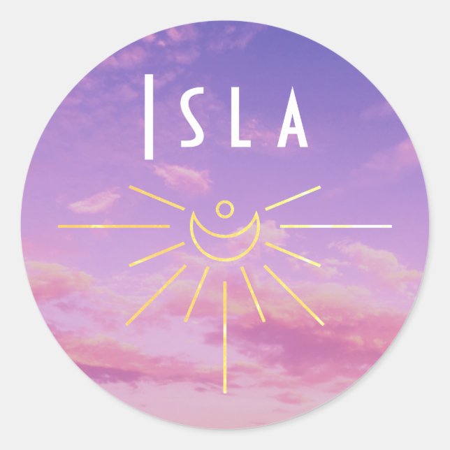 Isla Name Custom Stickers Round Sun Boho Hippie (Front)