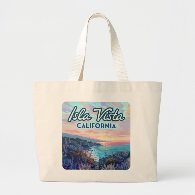 Isla Vista California Santa Barbara Goleta College Large Tote Bag (Front)