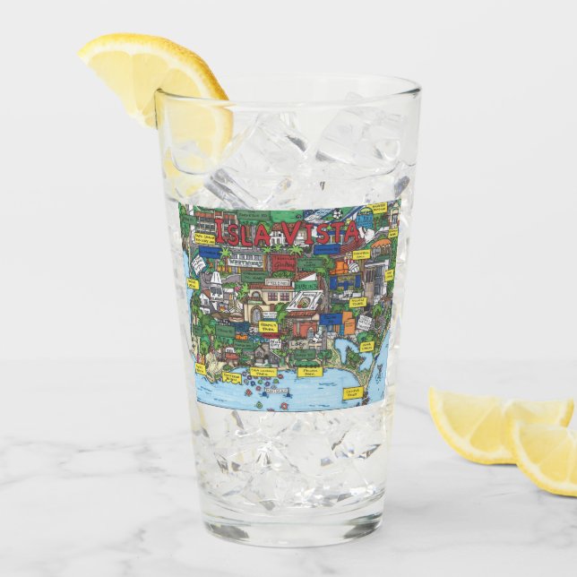 Isla Vista Map Glass Tumbler (Front Ice)