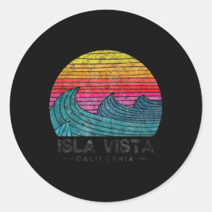 Isla Vista Surfing Waves Beach Retro California Su Classic Round Sticker