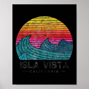 Isla Vista Surfing Waves Beach Retro California Su Poster