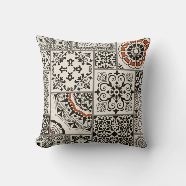 Islam Arabic Majolica Tiles Patchwork Cushion (Front)