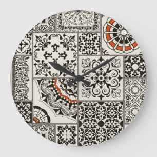 Islam Arabic Majolica Tiles Patchwork Large Clock