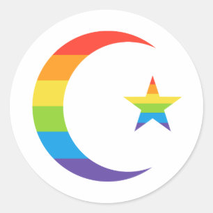 Islam Crescent & Star Muslim LGBTQ Gay Pride Flag Classic Round Sticker