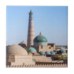 Islam Khodja Minaret & mosque - Khiva, Uzbekistan Ceramic Tile