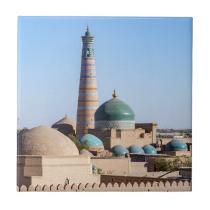 Islam Khodja Minaret & mosque - Khiva, Uzbekistan Ceramic Tile