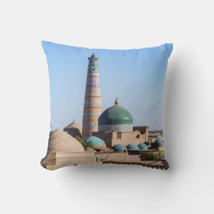 Islam Khodja Minaret & mosque - Khiva, Uzbekistan Cushion