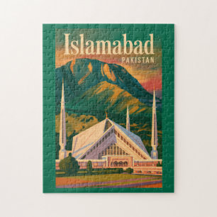Islamabad Pakistan Faisal Mosque Illustration Jigsaw Puzzle