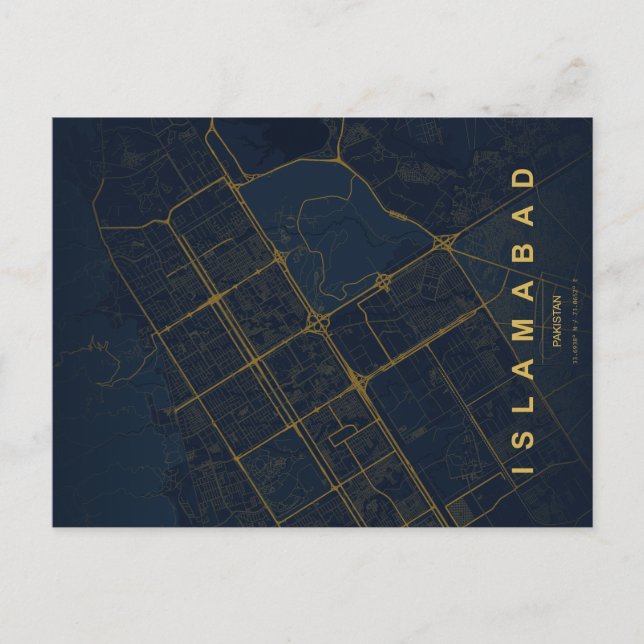 Islamabad Pakistan Map Minimal Postcard (Front)