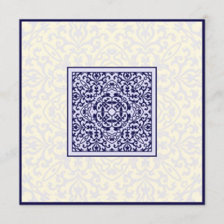 Islamic Arabic blue ornament engagement wedding Invitation