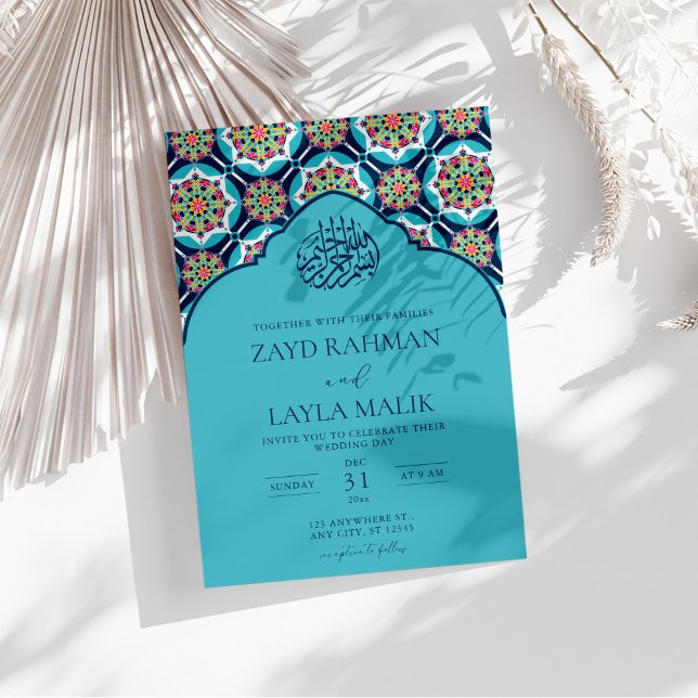 Islamic Arabic Blue Wedding Invitation (Creator Uploaded)