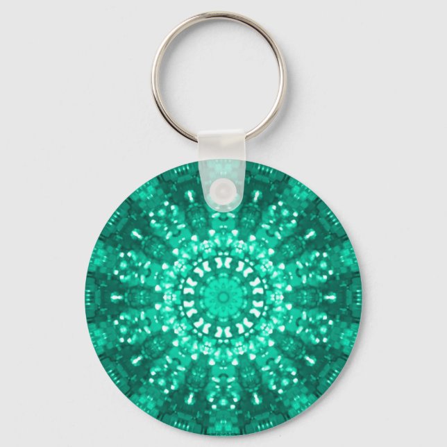 Islamic art jade geometric design keychain (Front)