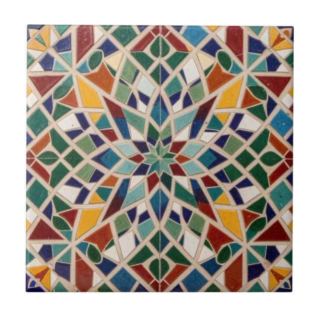 Islamic Art Moroccan Mosaic Colourful Home Decor Ceramic Tile (Front)