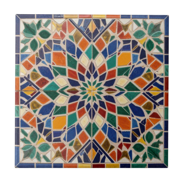 Islamic Art Moroccan Mosaic Colourful Home Decor Ceramic Tile (Front)
