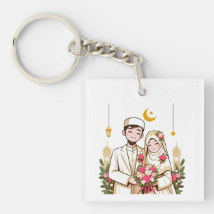 Islamic Art Nikah Muslim Groom And Bridle Islamic Key Ring