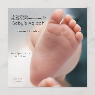 Islamic baby foot feet aqiqah birth invitation