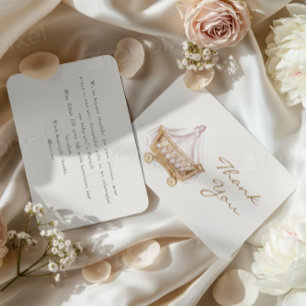 Islamic Baby Girl Aqiqah Thank You Card