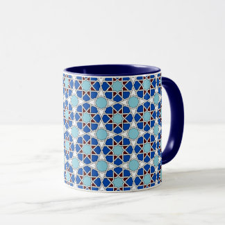 Islamic Blue White Moroccan Geometric Pattern Mug