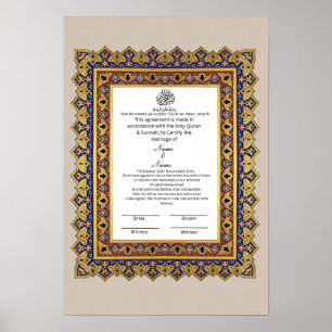 Islamic Border design pattern Nikkah certificate Poster