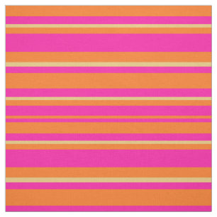 Islamic Bright Pink Orange Striped Pattern Fabric