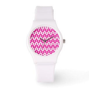 Islamic Candy Pink and White Geometric Pattern Watch