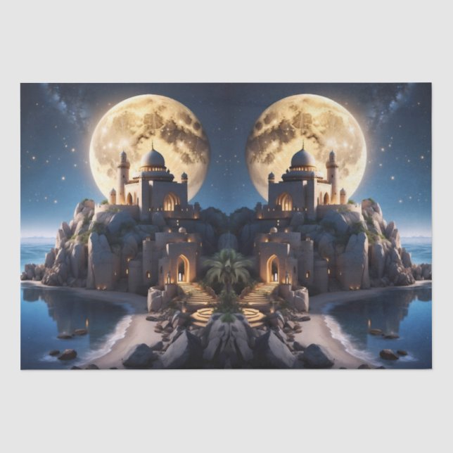 Islamic Castle sitting upon a mountain  Tissue Paper (Front)