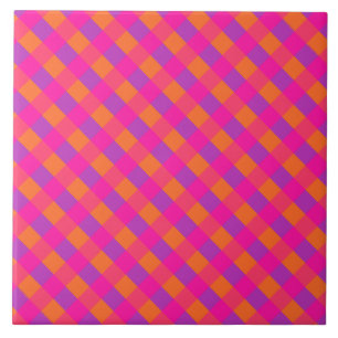 Islamic Collection, Pink Orange Purple Check Ceramic Tile