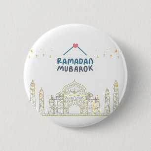 Islamic Crescent Ramadan Kareem Typographic Art 6 Cm Round Badge