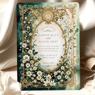 Islamic Daisy with Faux Gold Details Wedding Invitation
