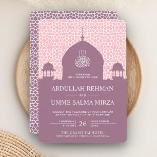 Islamic Dome Pastel Purple Muslim Wedding Invitation