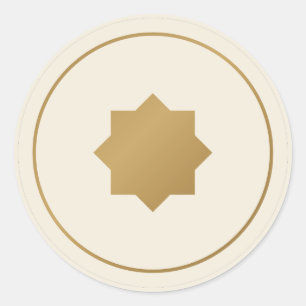 Islamic Eight Point Star Cream Gold Sticker