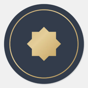 Islamic Eight Point Star Navy Gold Sticker