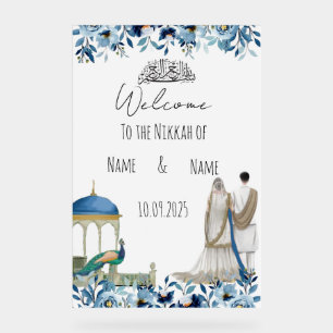 Islamic floral blue Nikkah sign