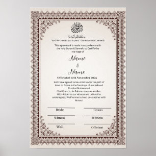 Islamic Floral border Nikkah certificate  Poster