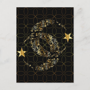 Islamic Floral Moon and Star Postcard
