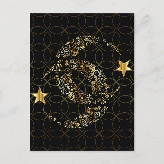 Islamic Floral Moon and Star Postcard (Front)
