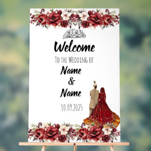Islamic floral  red acrylic wedding sign 
