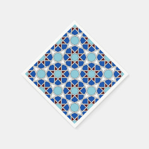 Islamic geometric Moroccan pattern in blue Napkin
