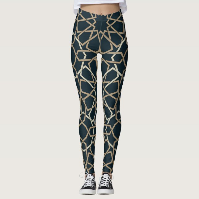 Islamic Geometric Pattern Design Abstract    Leggings (Front)